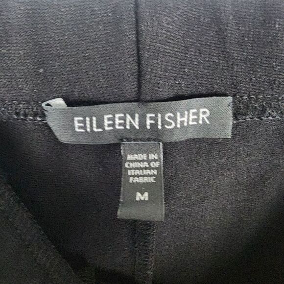Eileen Fisher Black Pull On Wideleg Pants Size Medium Minimalist Neutral Classic - Picture 5 of 6